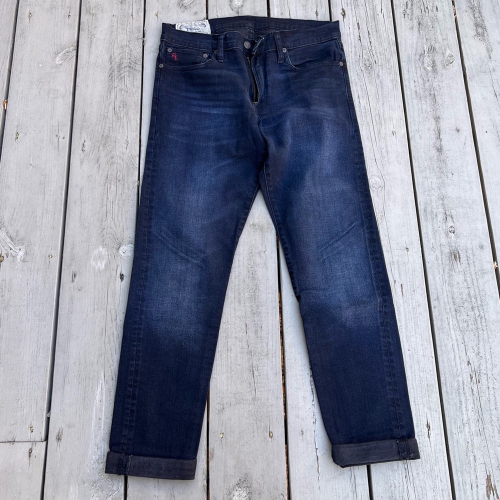 Polo Ralph Lauren Rolled Cuff Eldridge Super Slim Dark Denim Jeans